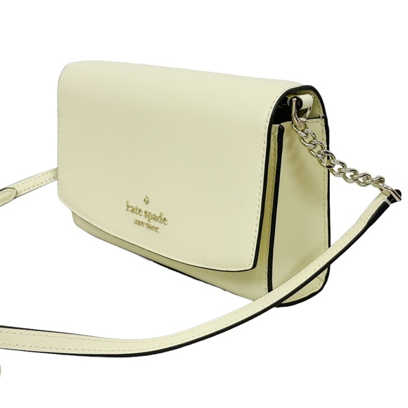 Kate Spade Staci Small Flap Chain Crossbody Lemon Fond Yellow - Picture 5 of 7